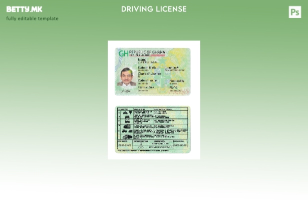 Шаблон за возачка дозвола од Гана во модерен стил